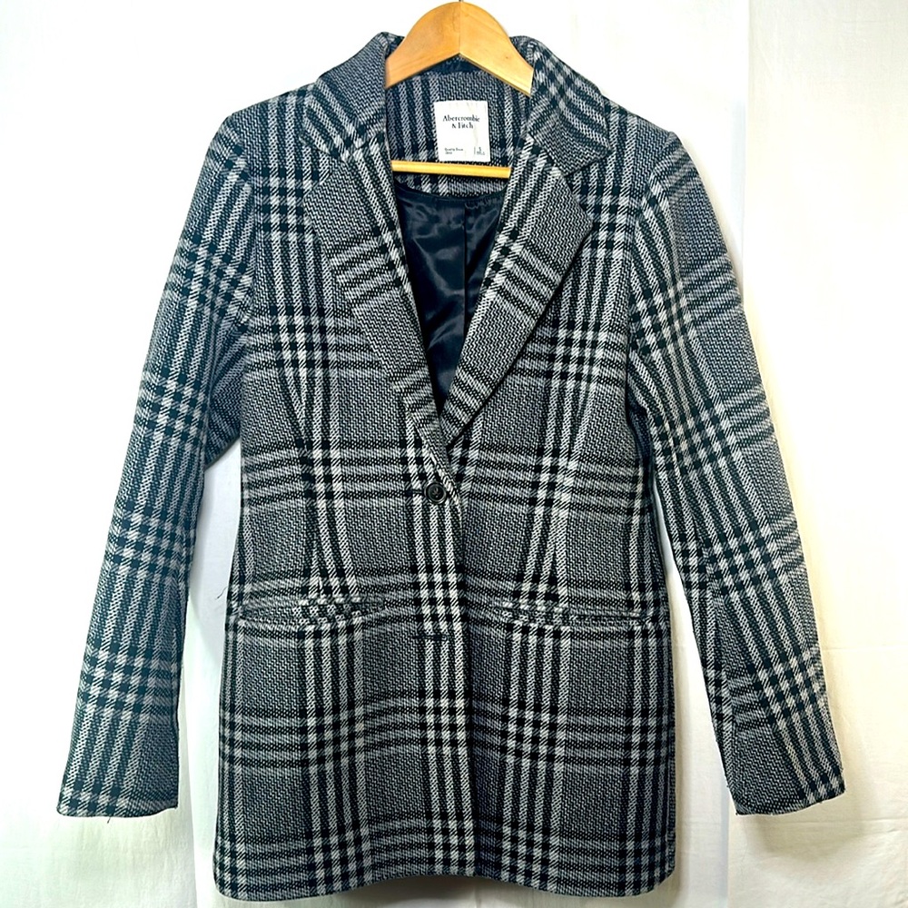 Abercrombie & Fitch Black and White Plaid Blazer